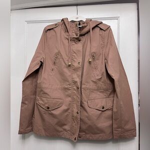 LOVE TREE utility jacket, size large, soft mauve pink